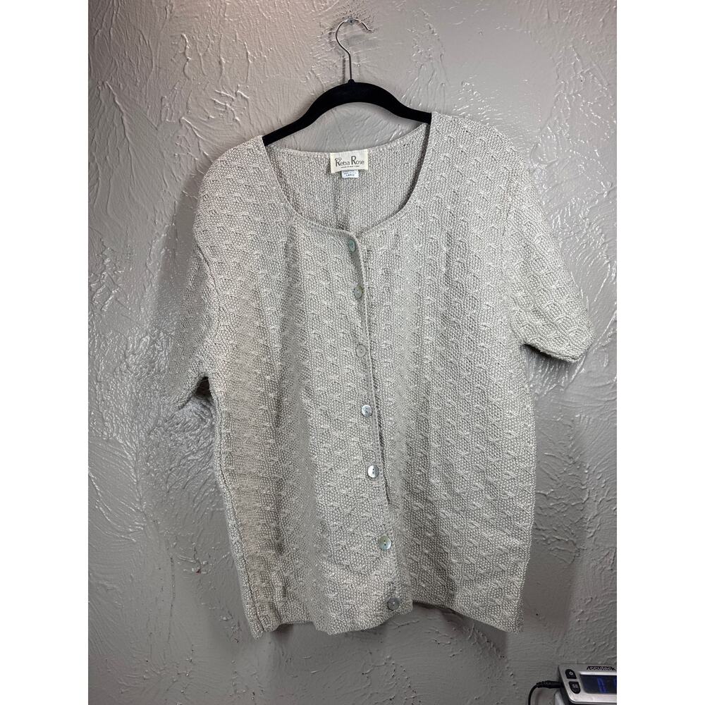 Reba Rose Made In New York Sweater Short‎ Sleeve Cardigan Knit Womens Size Large